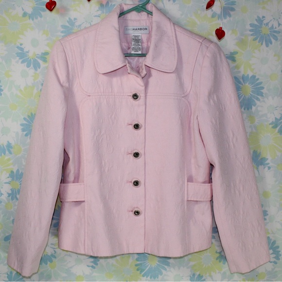 vintage light pink blazer jacket womens 10p brand is sag harbor - Picture 1 of 4